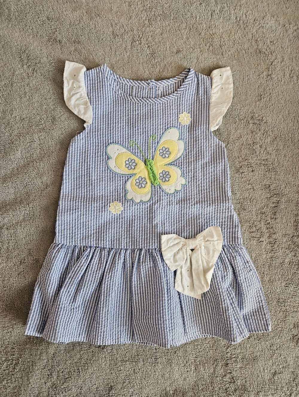 Good Lad Blue and White Striped Butterfly Dress Top 24M